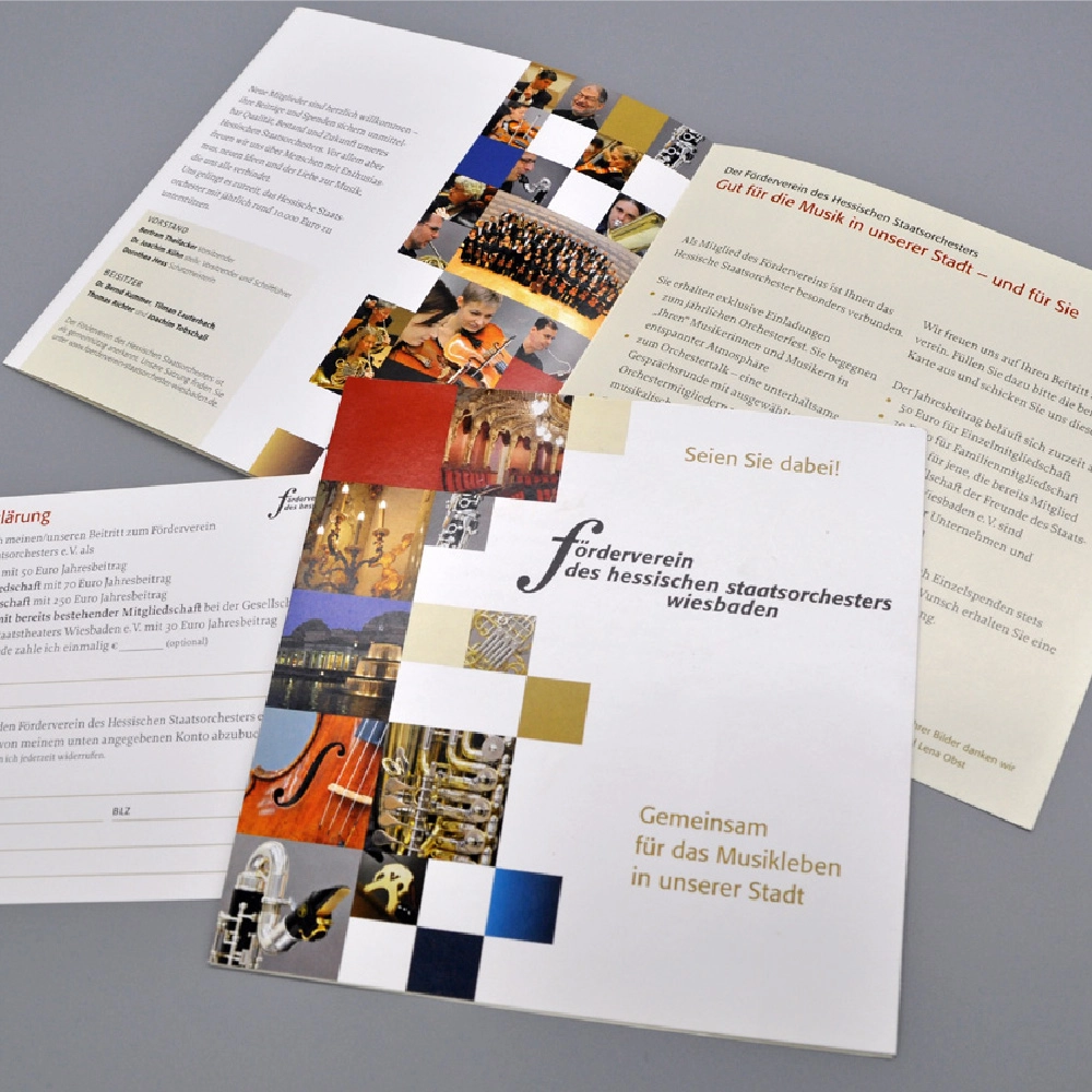 Broschüre zur Anwerbung von Fördervereinsmitgliedern – Ansicht 1